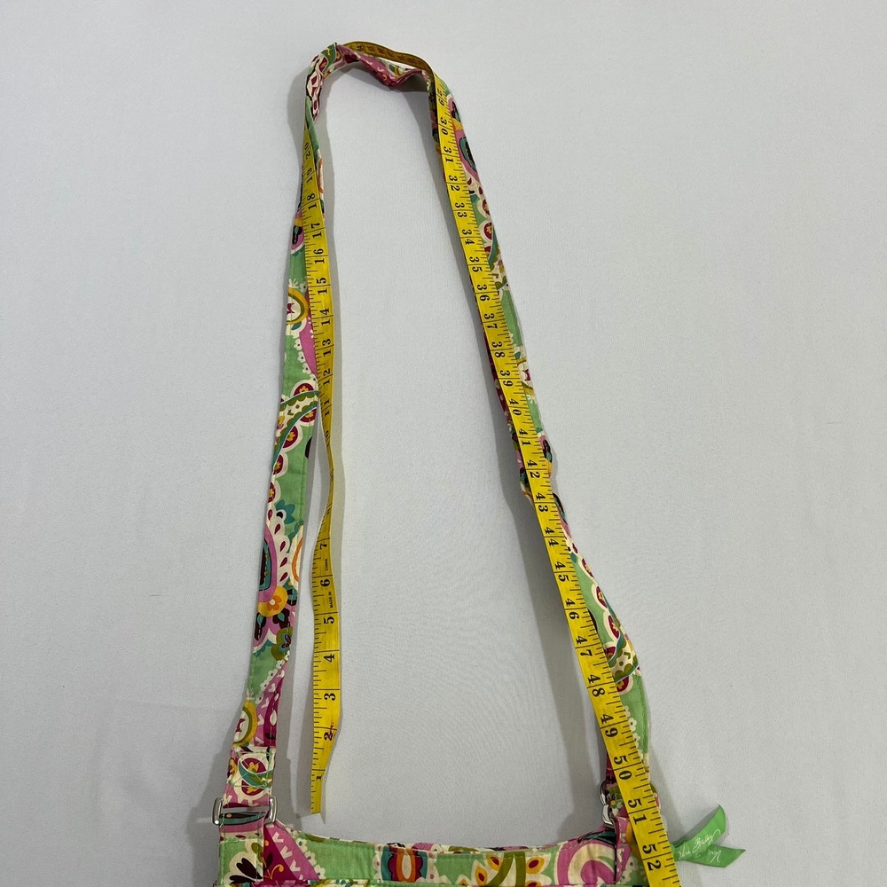 Vera Bradley Tutti Frutti Mailbag Crossbody Bag Quilted Green Pink Paisley - Picture 11 of 15